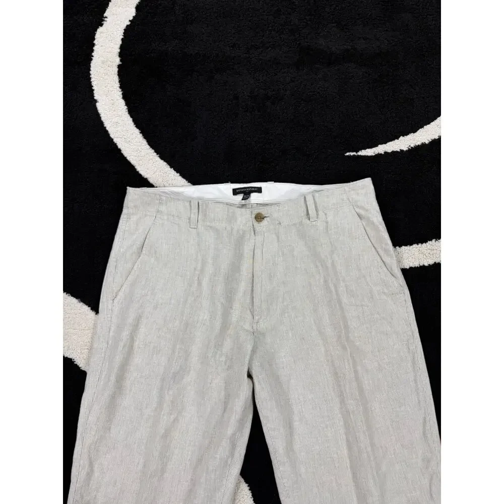 Banana Republic Pants Mens 36x30 Grayish Tan Linen Blend Casual Beach